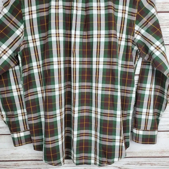 Filson Mens Large Sutter Sport Brown/Green Plaid Long Sleeve Button Down Shirt - Picture 9 of 11